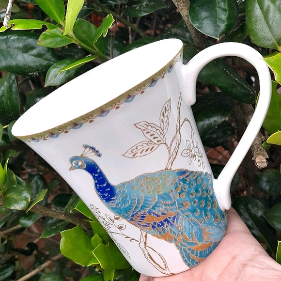 2 Peacock Mugs Coffee Cup Porcelain Teacup Bird Lover Gift Replacement - Picture 5 of 16